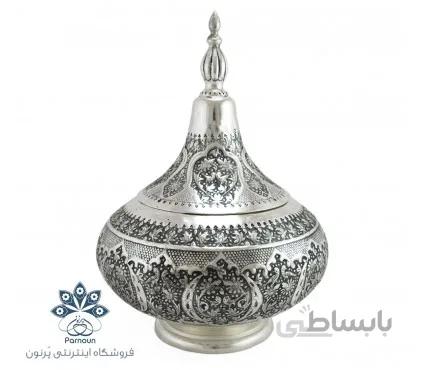 شکلات خوری قلمزنی طرح نقره و سیاه قلم