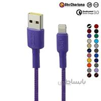 کابل آیفونی فست شارژ She Charisma Mehrnam QC3 3A 1.2m