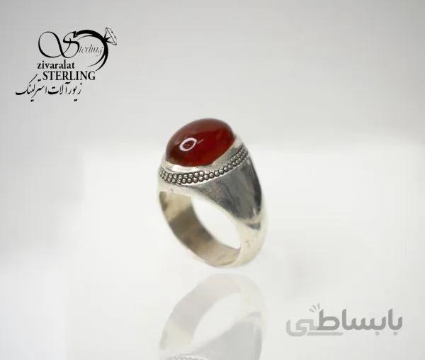 انگشتر نقره مردانه با سنگ عقیق کد 180605