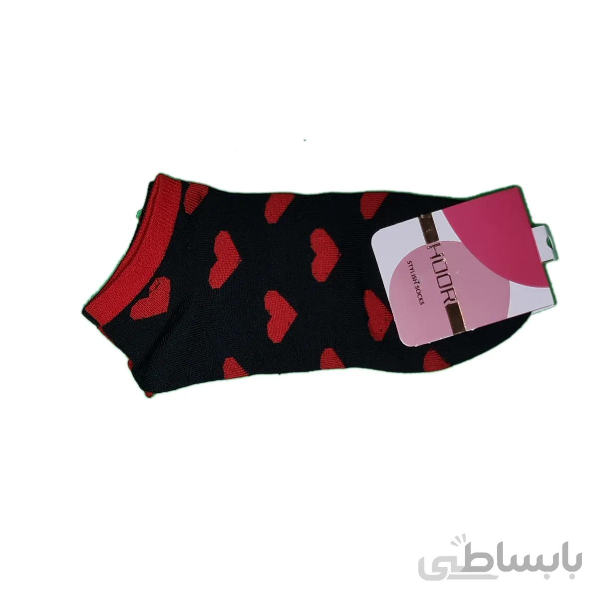 جوراب مچی دخترانه قلبی دو رنگ