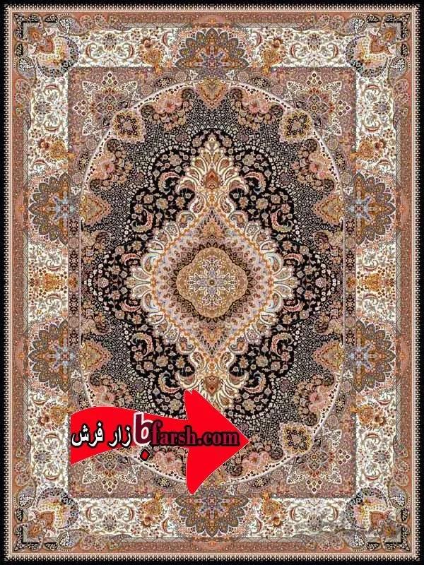 فرش کاشان طرح شاهکار سرمه ای