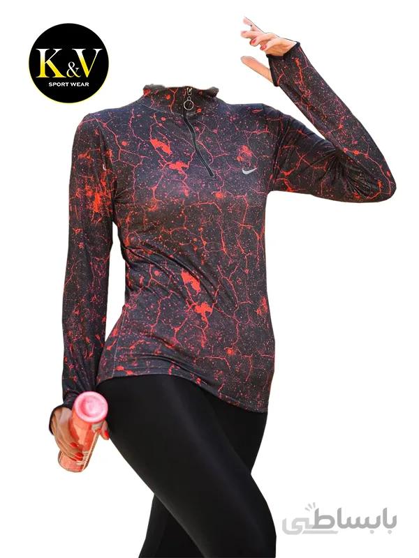 بلوز نیم زیپ فینگردار ورزشی زنانه Nike طرح رعد ا Nike Womens Thumbnail Half Zipper Blouse Thunder Design