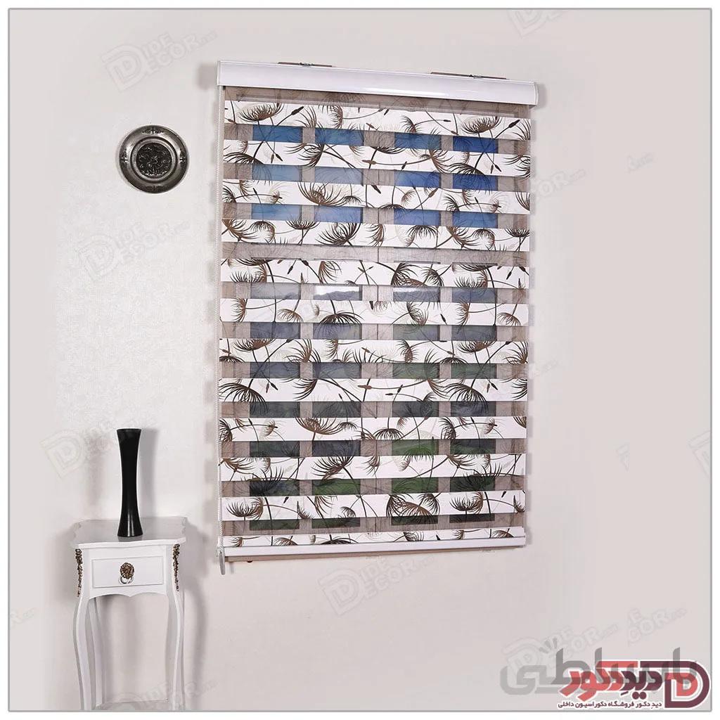 پرده زبرا گل دار چاپی دو رو کد H-106