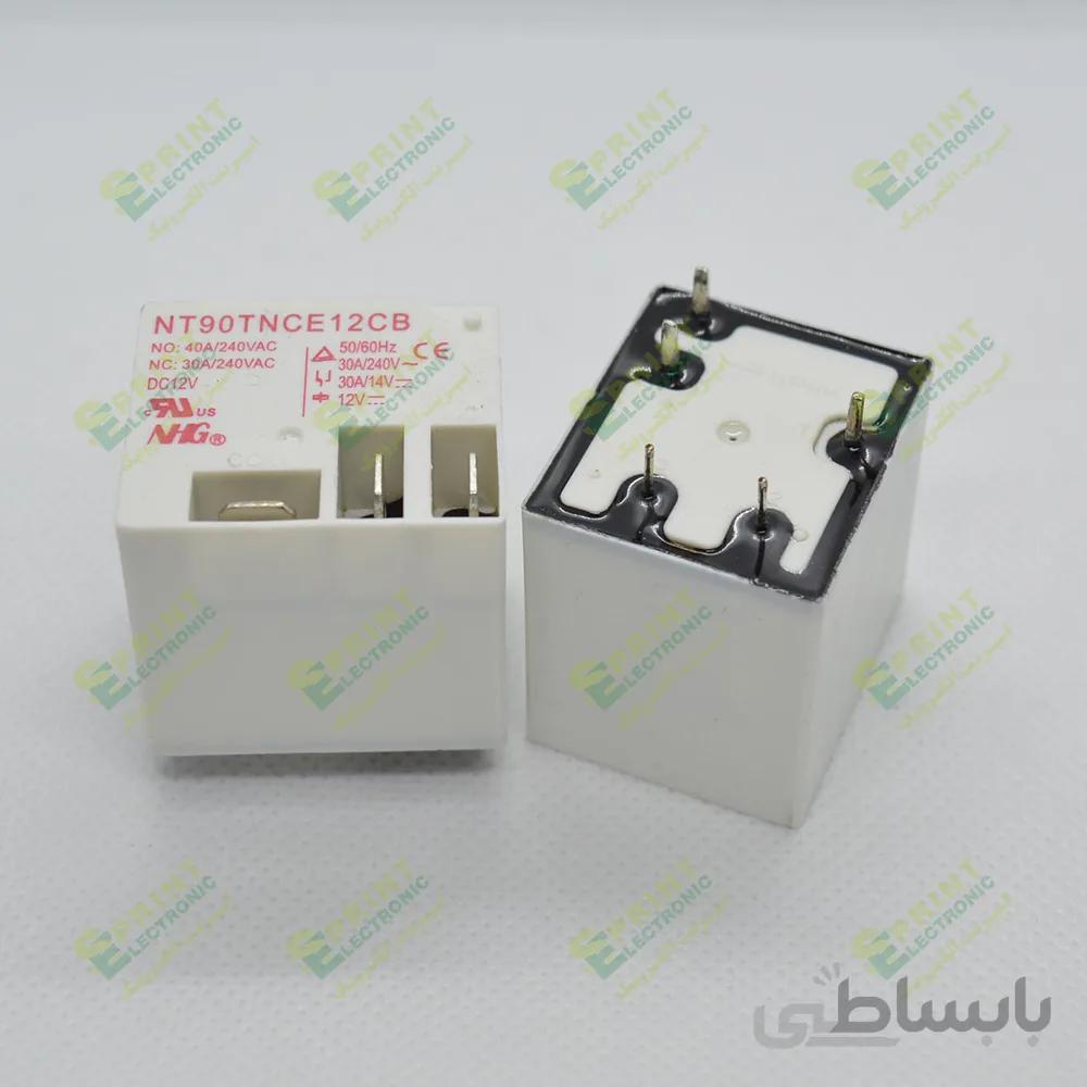 رله 12 ولت فیش خور کولری 5 پایه 40 آمپر NHG NT90TNCE12CB