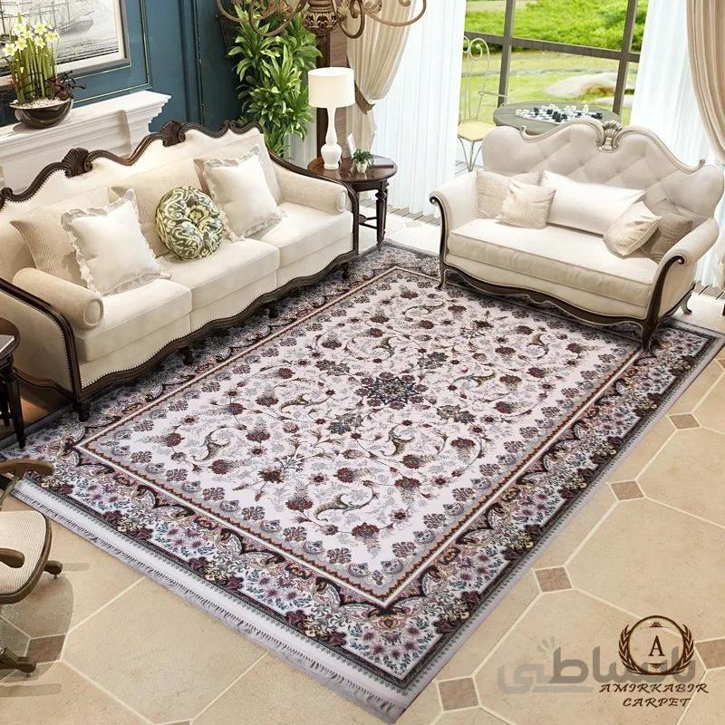 فرش ۷۰۰ شانه طرح نرگس کرم