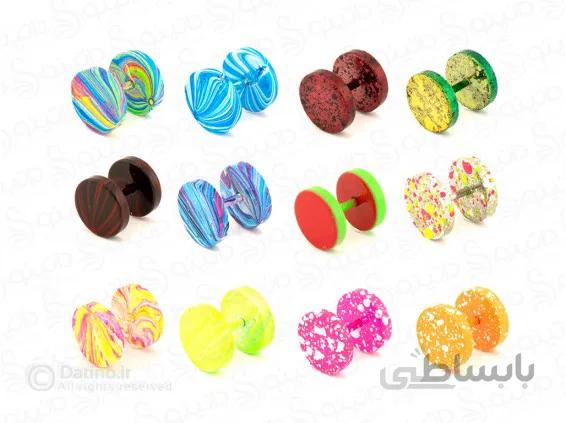 پیرسینگ رنگی گوش طرح آبنباتی بزرگ zarrin-p-85