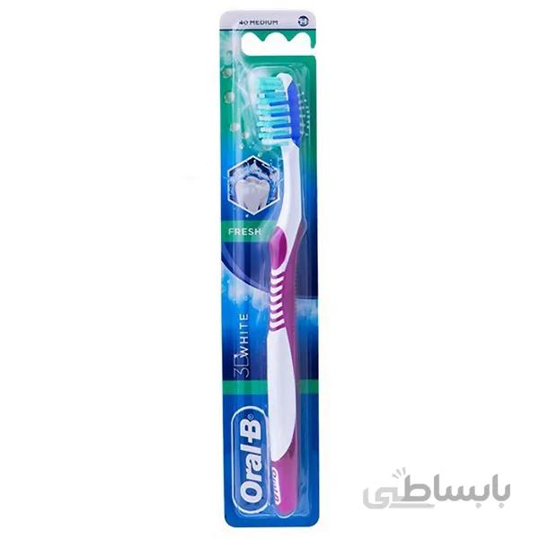 مسواک اورال-بی مدل Advantage 3D white Fresh با برس متوسط ا Oral-B Advantage 3D White Fresh Medium Toothbrush