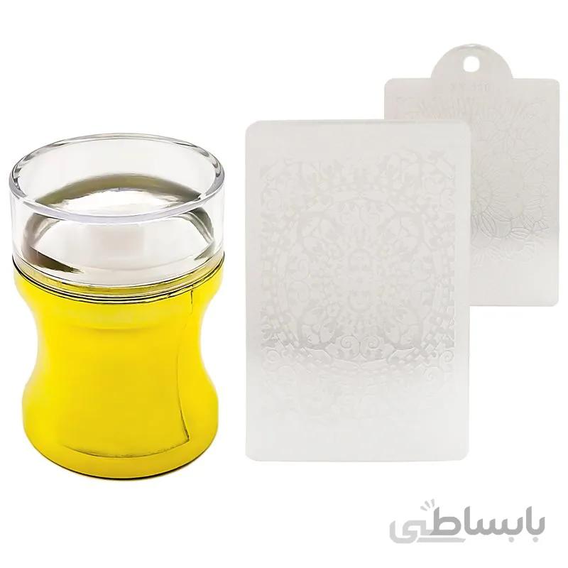 مهر ناخن و شابلون طراحی مدل XY-110 مجموعه 2 عددی