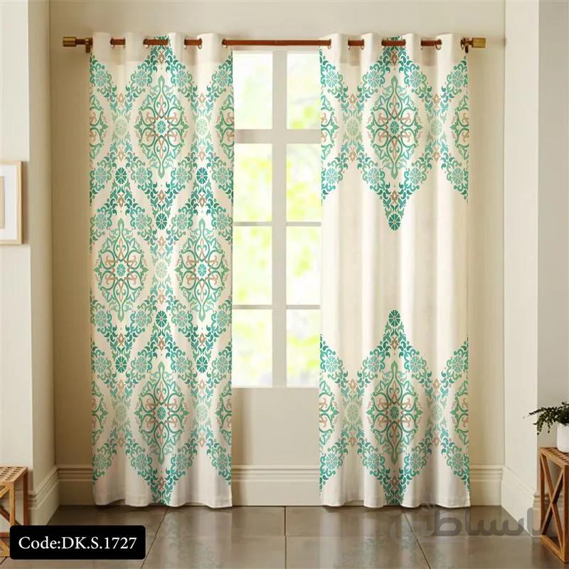 پرده پانچی (هازان و مخمل)کد DK.S.1727 طرح ایرانی و سنتی اسلیمی نقوش