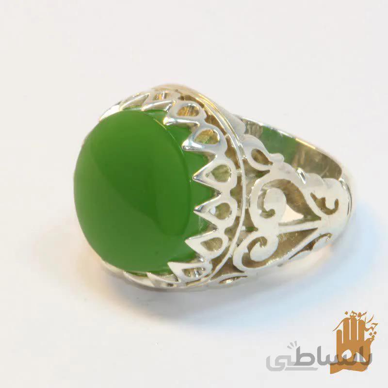 انگشتر فیلی دور اشک نگین یشم