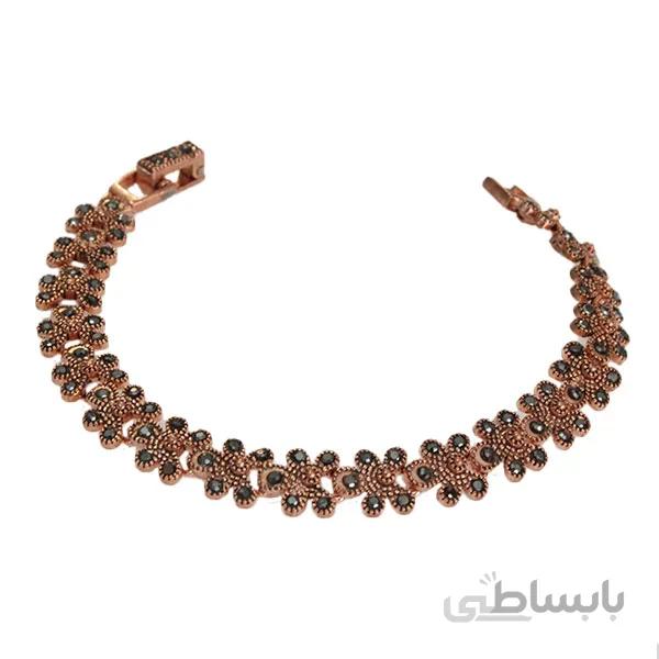 دستبند مسی نگین مارکازیت اصل طرح گل کد JW302
