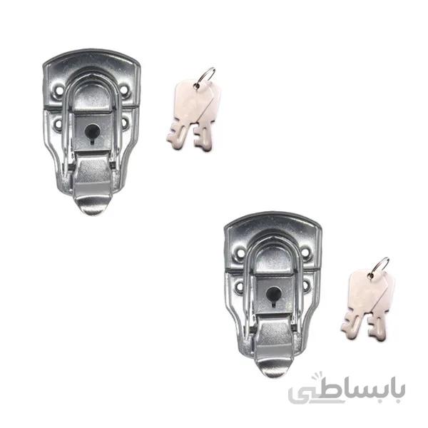 چفت مهمات کلید دار نقره ای طول 70 میلی متر بسته 2 عددی