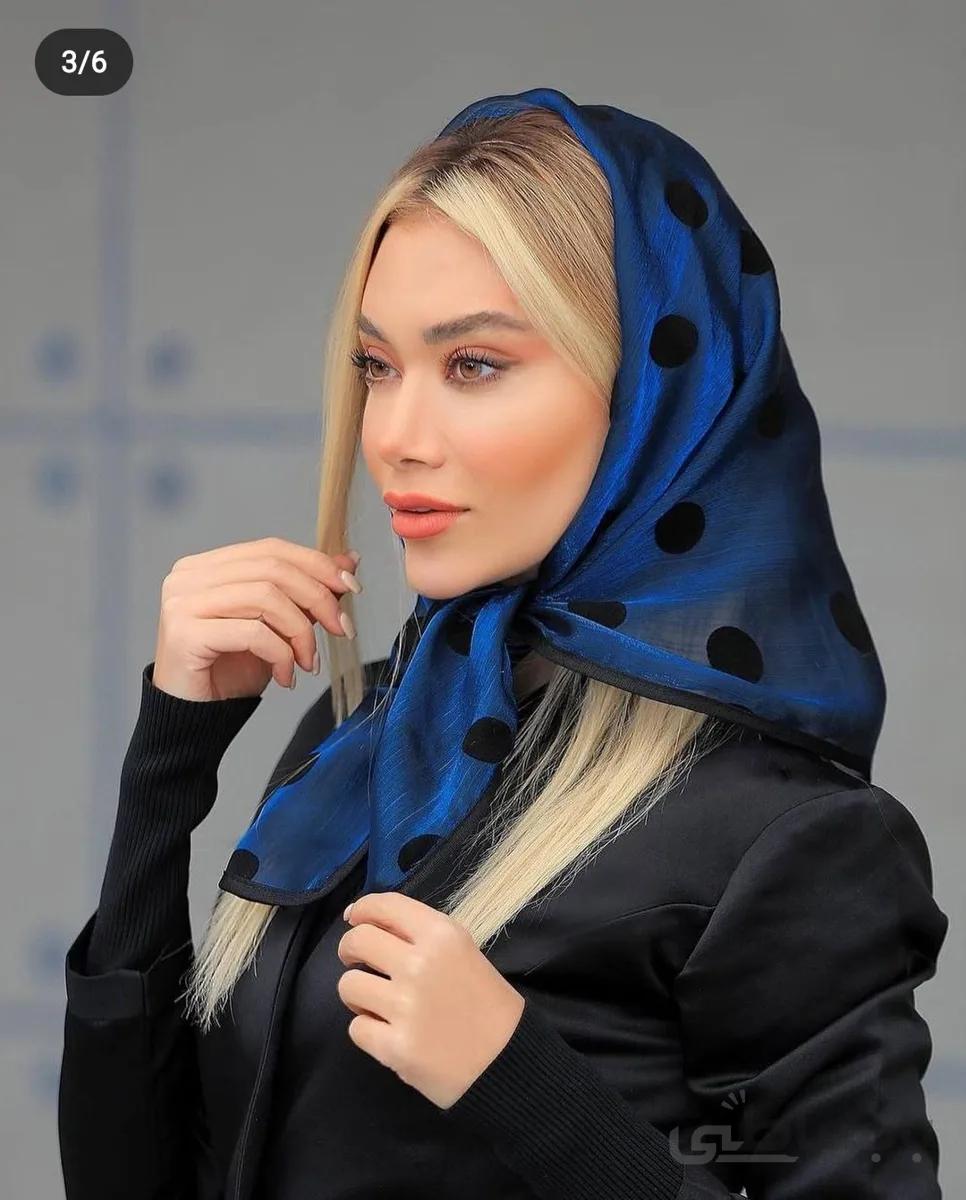 روسری قواره کوچک مدل توپی رنگ ابی