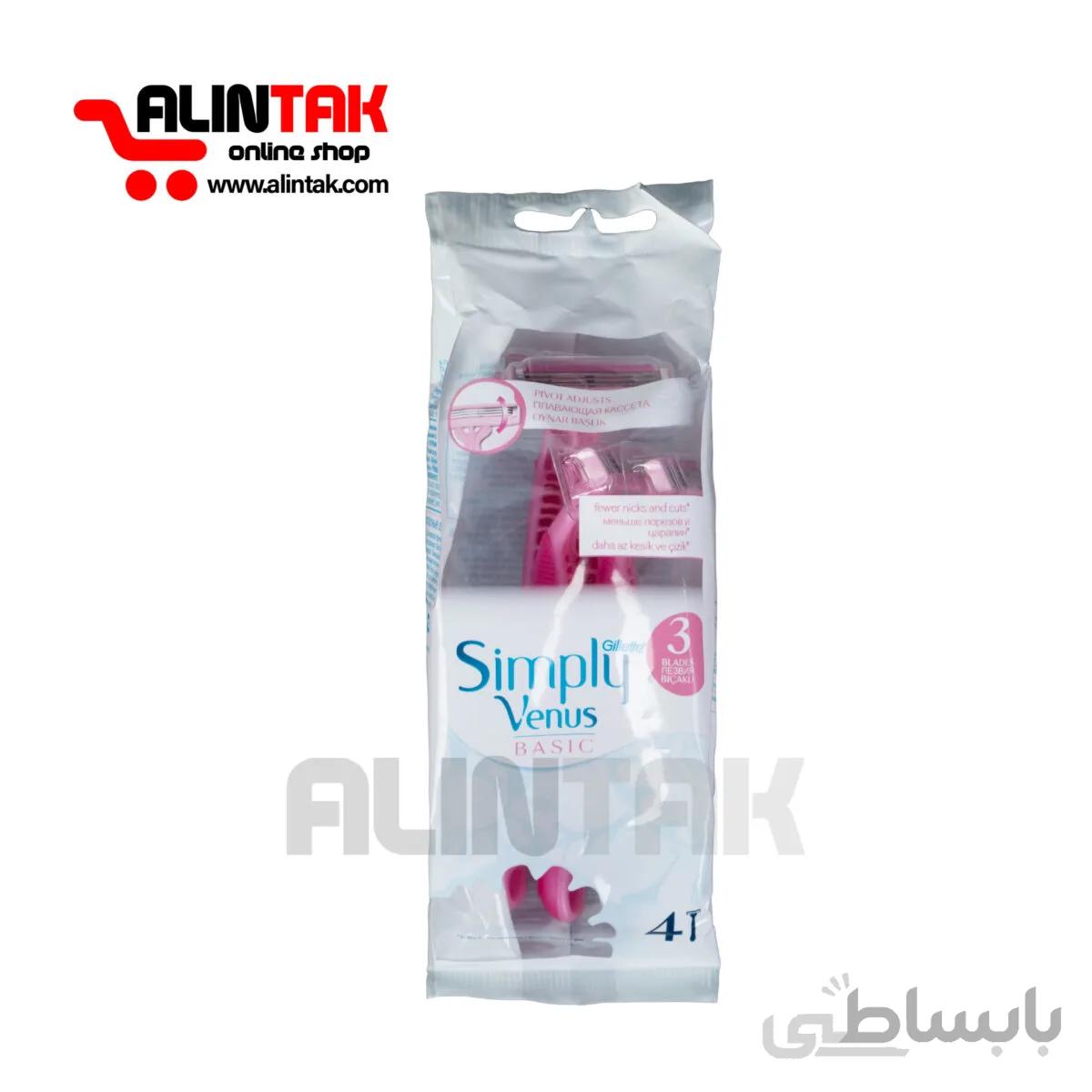 خودتراش اصلاح ژیلت 3 تیغه 4 عددی ونوس simply
