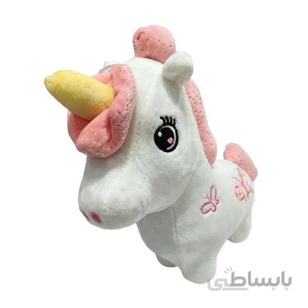 عروسک پولیشی مدل اسب تک شاخ سفید پروانه ای ارتفاع 25 سانتی متر Unicorn_اسباب بازی