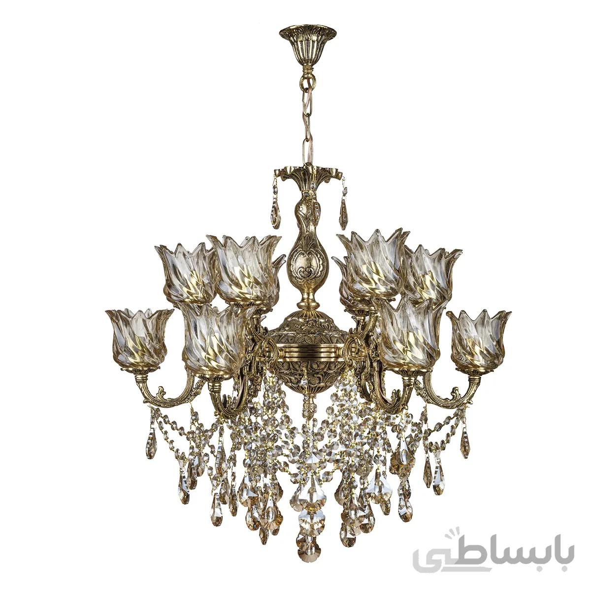 لوستر 12 شعله چشمه نور کد C2821/12 برنز (همراه با لامپ هدیه)