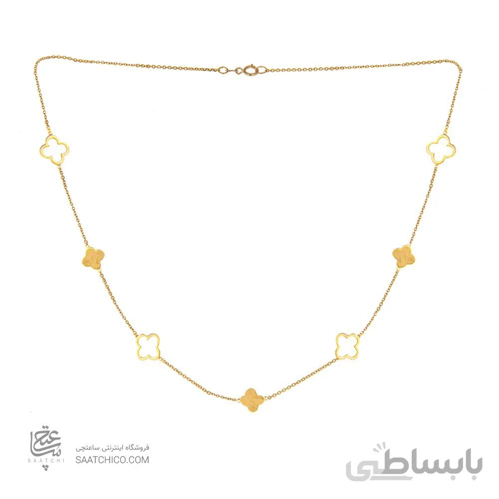 گردنبند طلا زنانه طرح گل چهار پر ونکلیف کد LN823