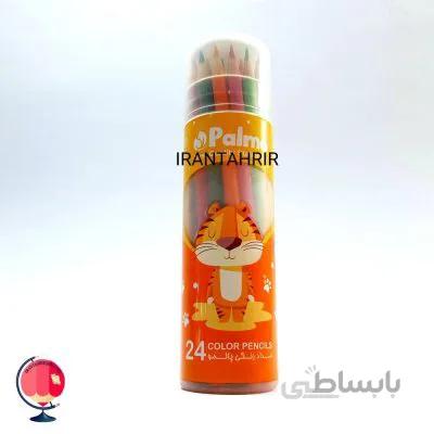 مداد رنگی 24 رنگ پالمو جعبه استوانه ای نارنجی
