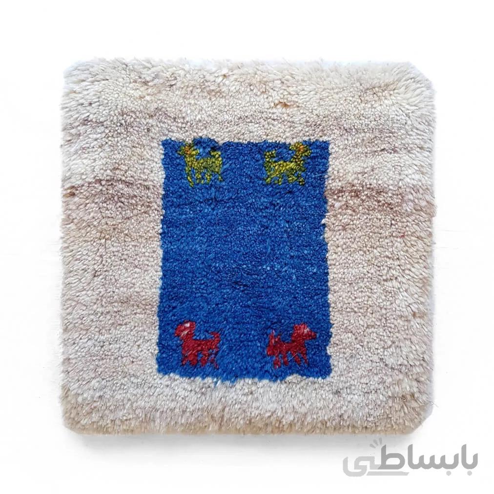 کوسن گبه آبی نقش بز - 40×40 سانتی
