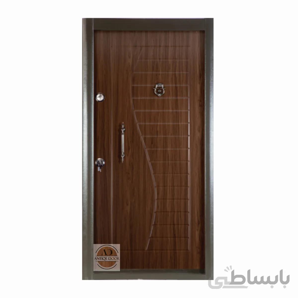 درب ضد سرقت طرح کوزه روکش پی وی سی گردو جنگلی - 110 * 210 / چپ بازشو
