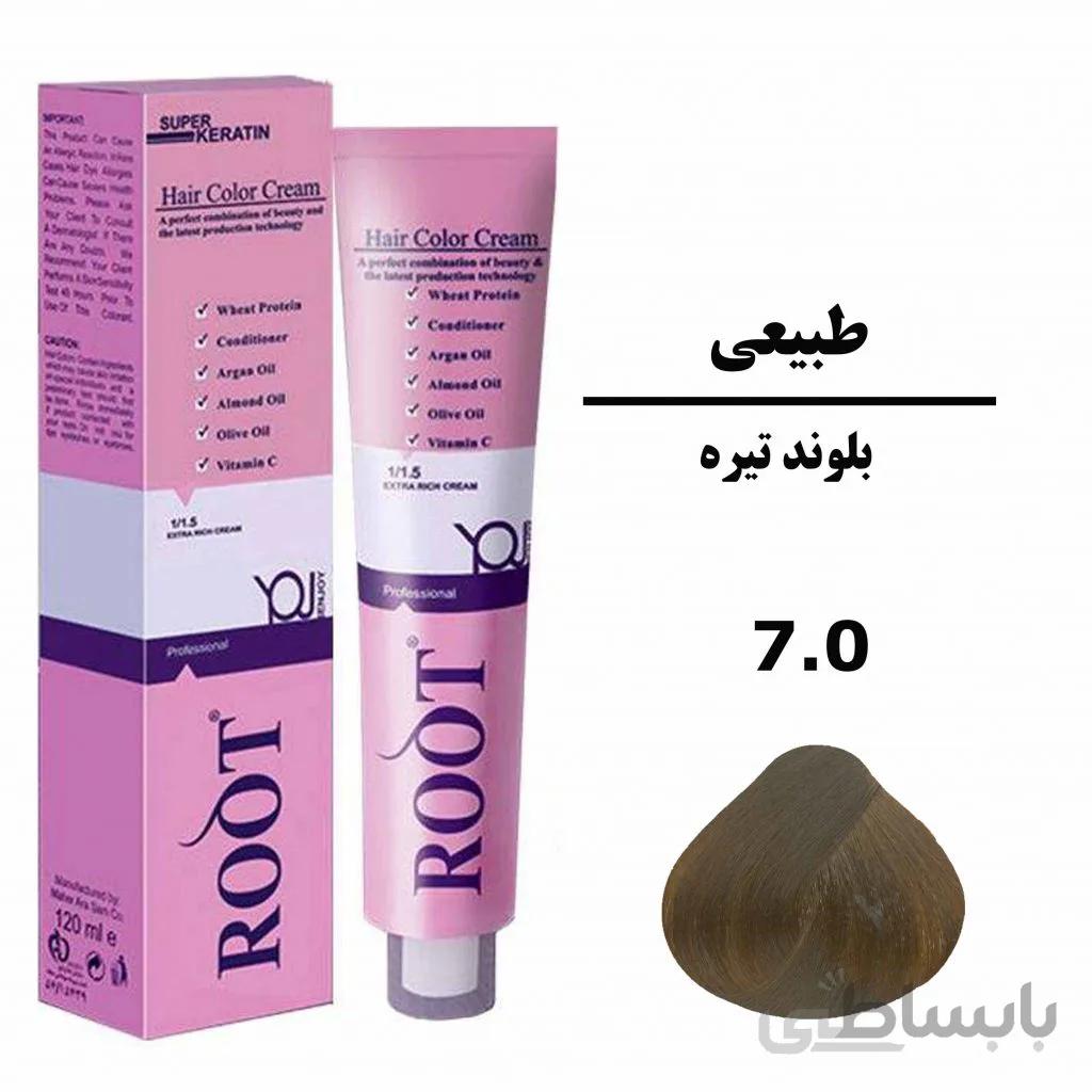 رنگ موی بلوند تیره روت ROOT سری طبیعی شماره 7.0 حجم 120 میلی لیتر