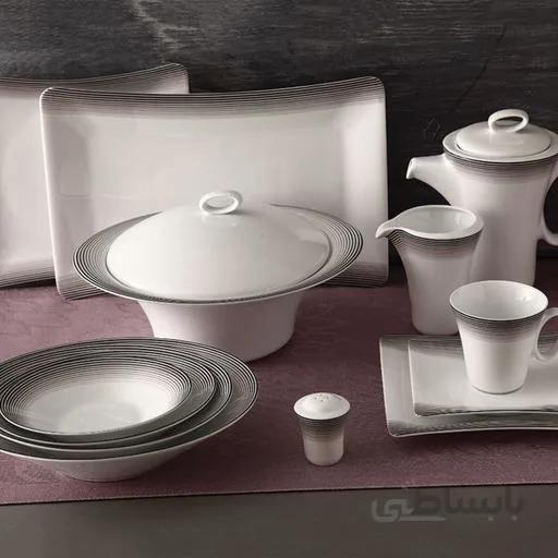 سرویس چینی زرین 12 نفره کامل کایزر (97 پارچه) ا Zarin Iran Vinci-Elise Kaiser 97 Pieces Porcelain Dinnerware Set