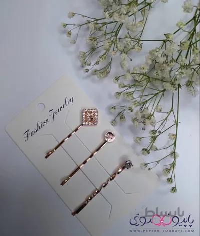 پک سه تایی سنجاق طلایی لوزی