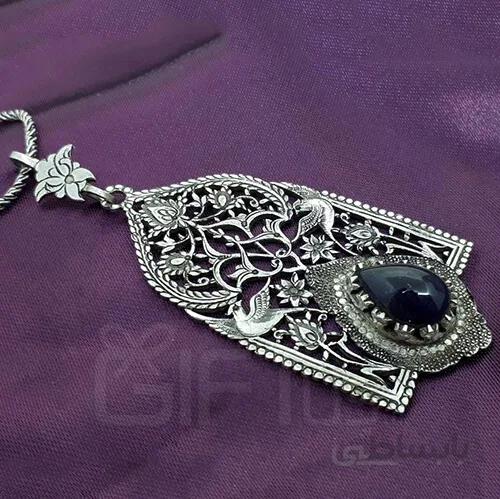 گردنبند نقره نگین یاقوت کبود