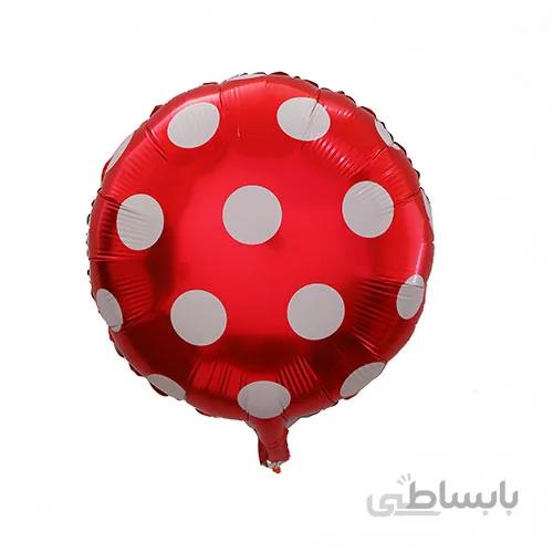 بادکنک فویلی گرد قرمز خال سفید