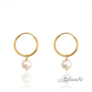 گوشواره حلقه ای طلا با آویز مروارید کد XE267