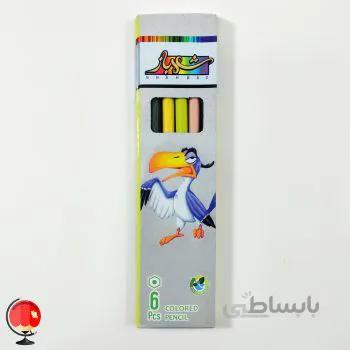 مداد رنگی 6 رنگ شهباز جعبه مقوایی کلاغ