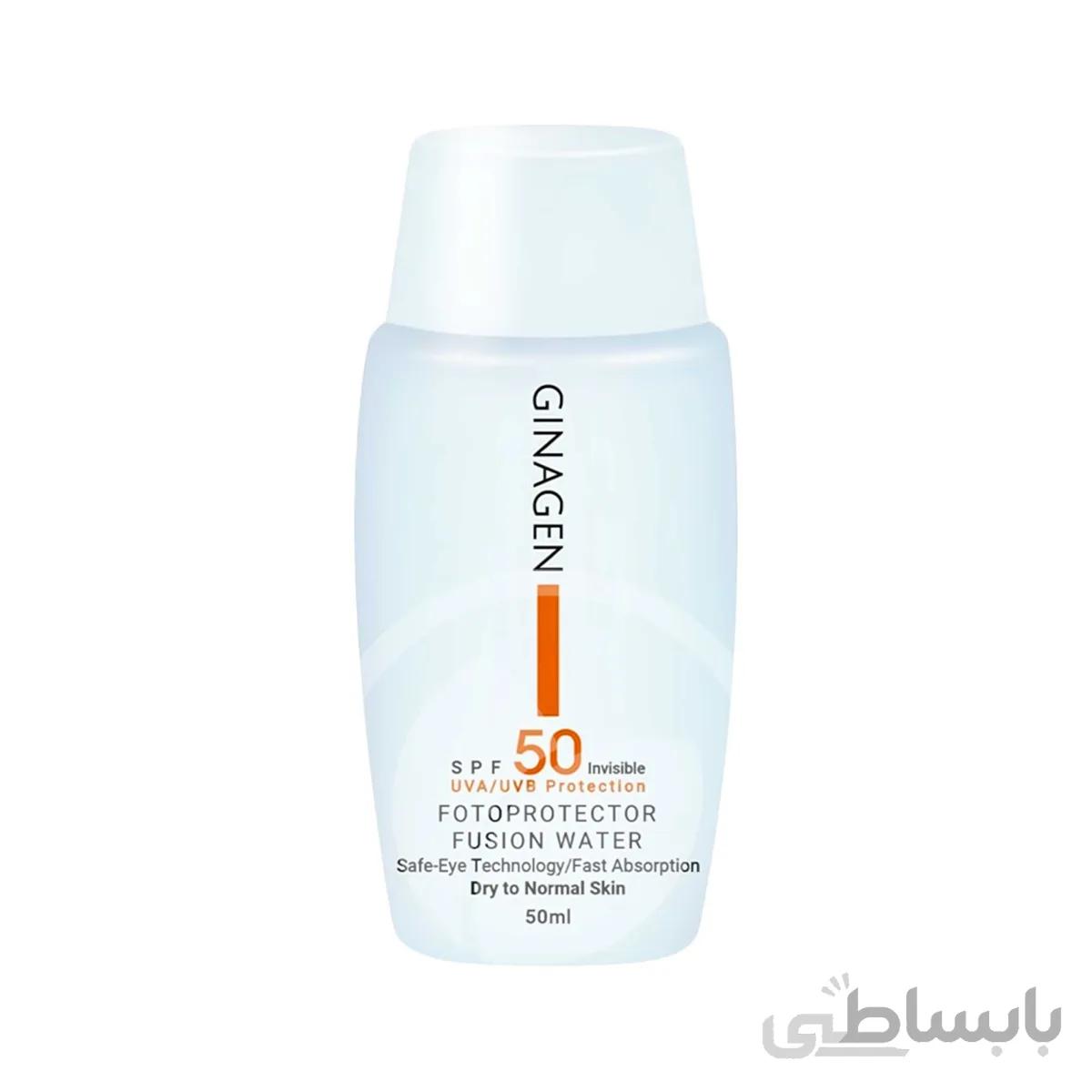 کرم ضد افتاب بی رنگ SPF 50 پوست خشک ژیناژن 50 میلی لیتر ا Genagen Invisible Sunscreen For Dry Skin 50 ml