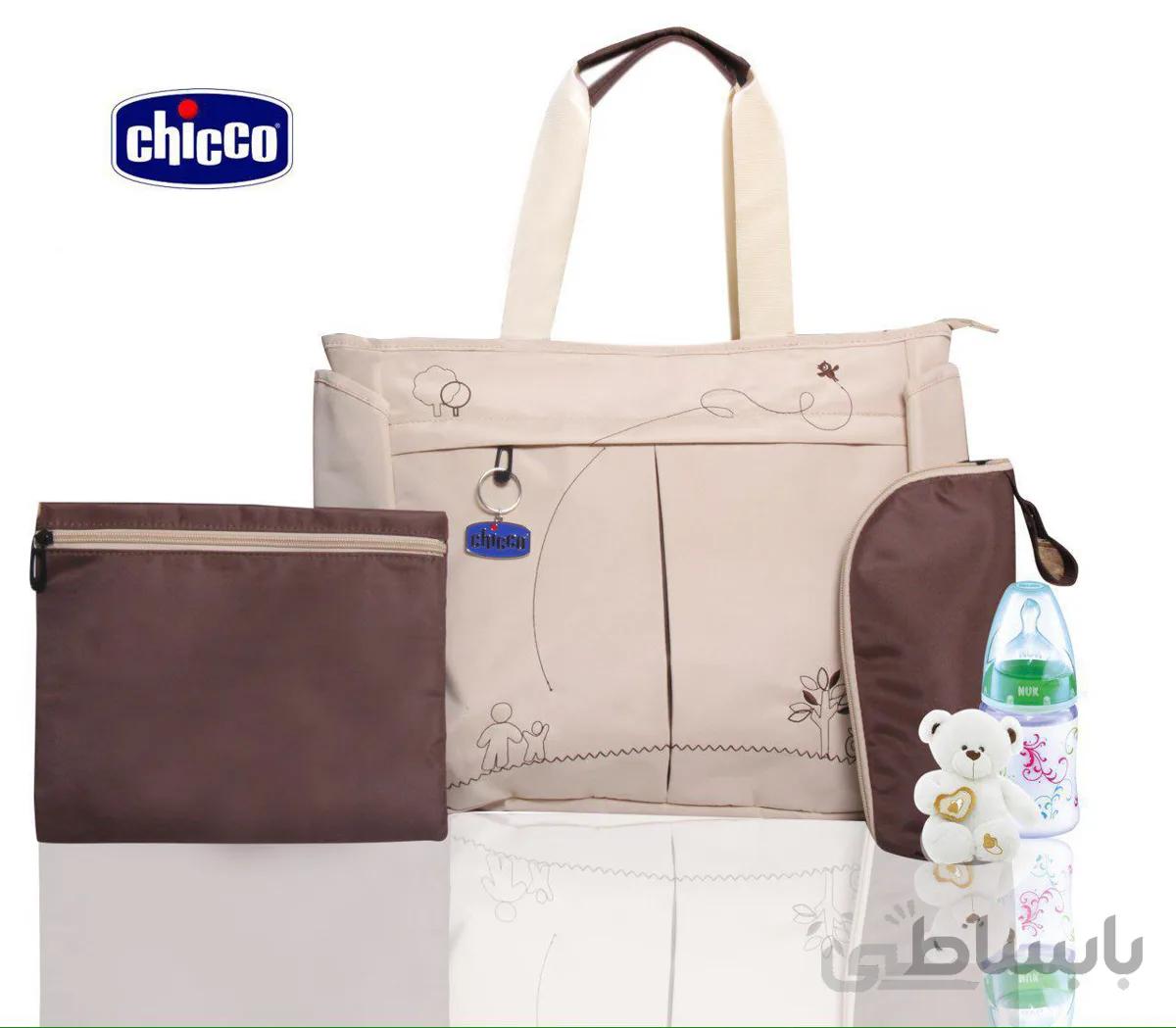 ساک لوازم نوزاد کرم طرح اکی داگ چیکو chicco