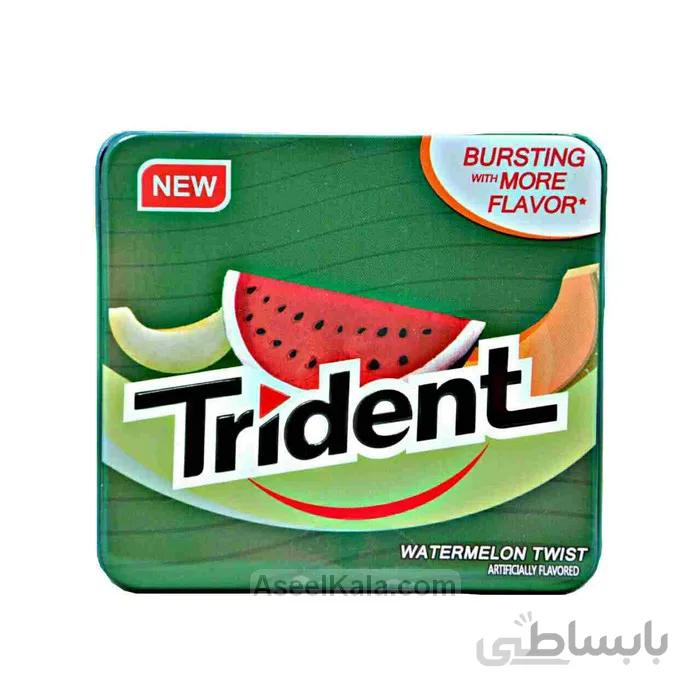 آدامس تریدنت Trident قوطی فلزی با طعم هندوانه تکی و بسته 12 عددی