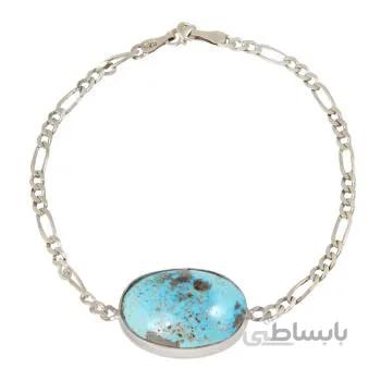 دستبند نقره بازرگانی میلادی مدل سنگ فیروزه کد dp_453