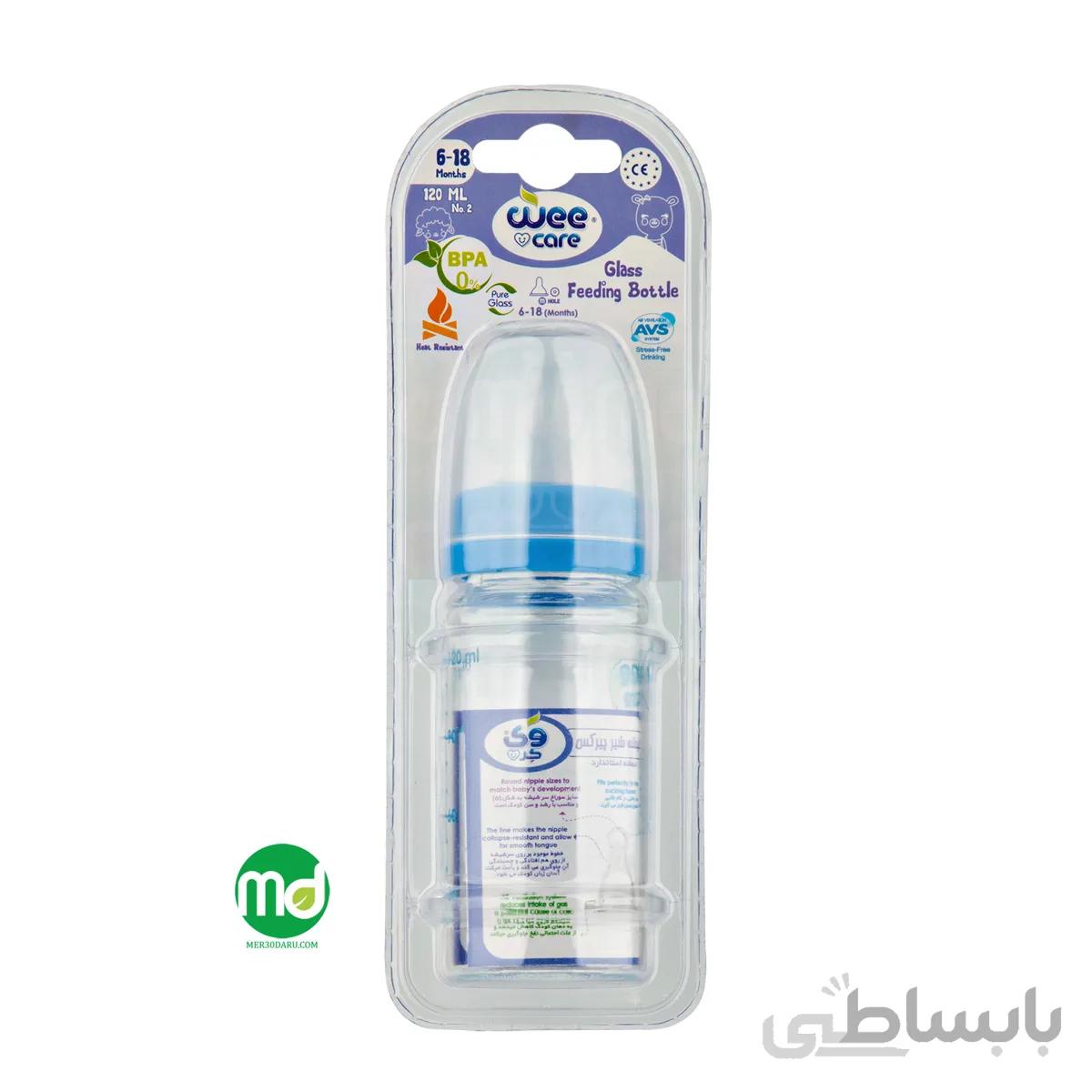 بطری شیرخوری پیرکس استاندارد 120 میل مدل B303 وی کر ا Wee Care B303 Baby Bottle 120ml