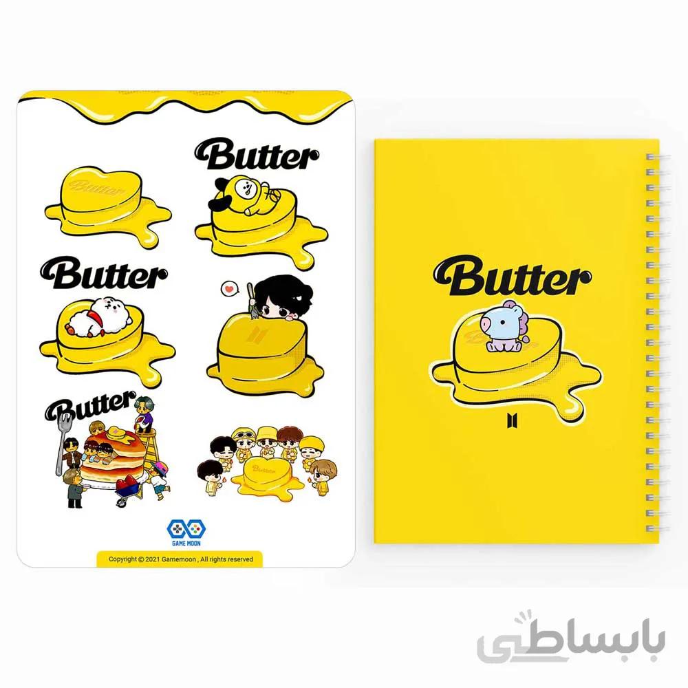 دفترچه يادداشت bts butter به همراه مجموعه ٦ عددی استيكر-کد 2029
