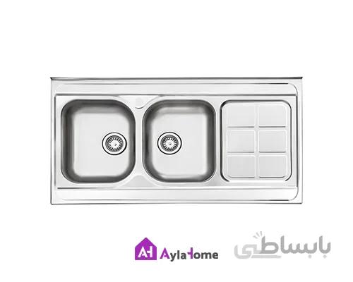 سینک استیل البرز مدل ۲۱۵ روکار با سیفون