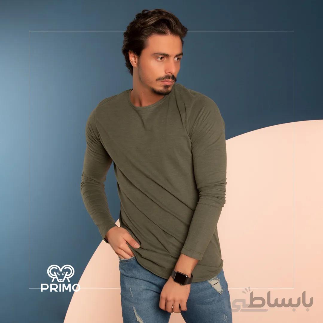 تیشرت پنبه مردانه مدل آستین بلند 513104