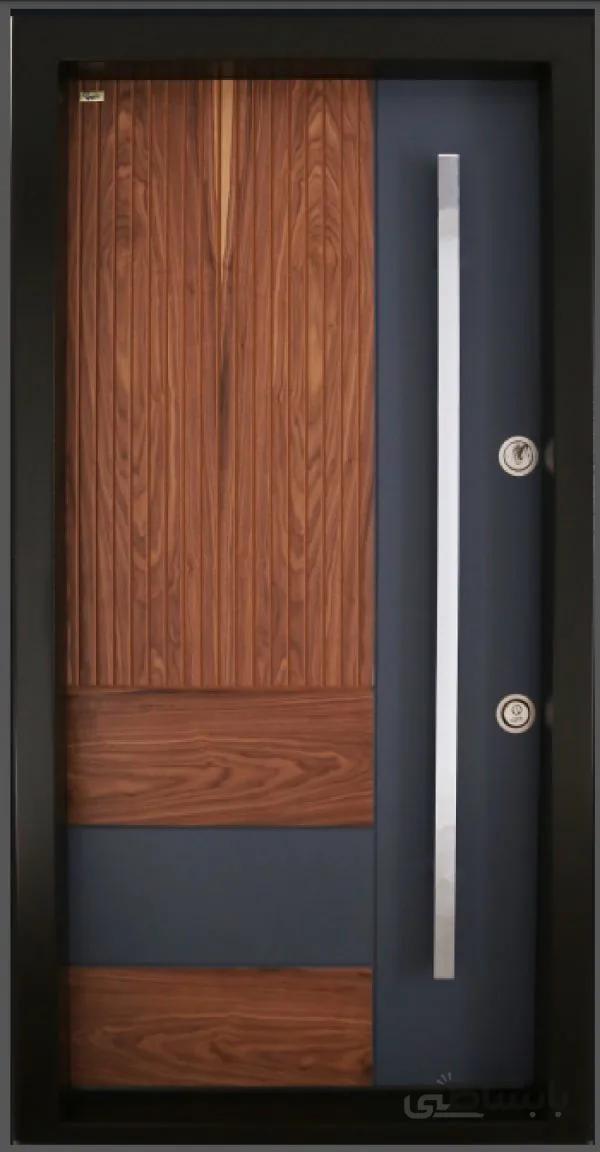 درب ضدسرقت سری CNC کد 5320 / گردوئی روشن و طوسی / سایز 118