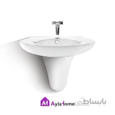 روشویی نیم پایه مروارید مدل رویال 65 درجه دو