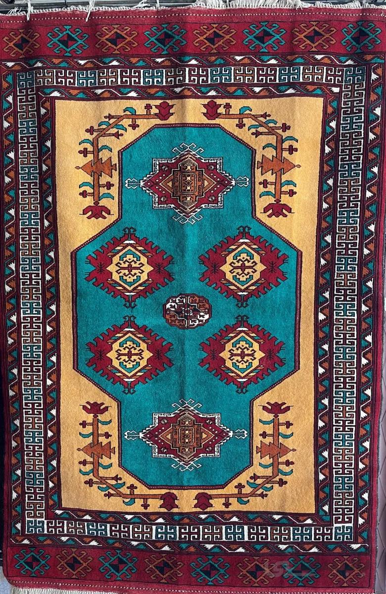 فرش دستبافت جرگلان طرح کف ساده ترکمنی چله پشم