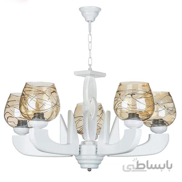 لوستر پنج شعله چشمه نور کد G622/5-WT سفید