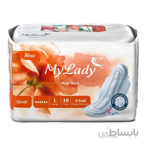 نوار بهداشتی بالدار مای لیدی مدل Maxi Sports سایز بزرگ بسته 10 عددی ا May Laydy Maxi Sports Large Sanitary Pad 10 Pcs