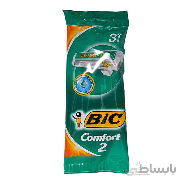 تیغ اصلاح صابون دار کامفورت 2 تیغه 3 عددی بیک