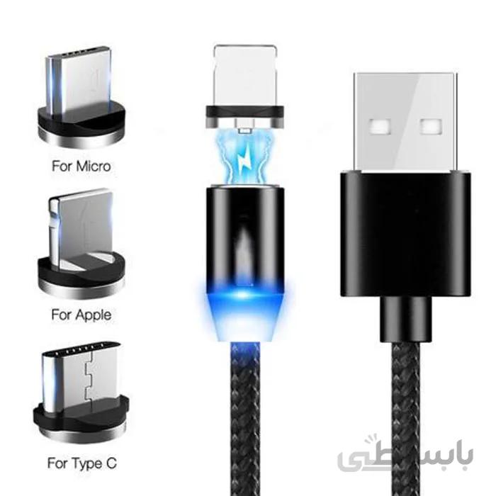 کابل شارژ مغناطیسی ۳۶۰ درجه X Cable مناسب برای لایتنینگ اندروید و تایپ سی