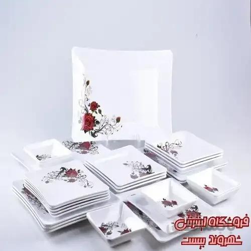 سرویس غذا خوری 41 پارچه ملامین ناز گل رز سرخ