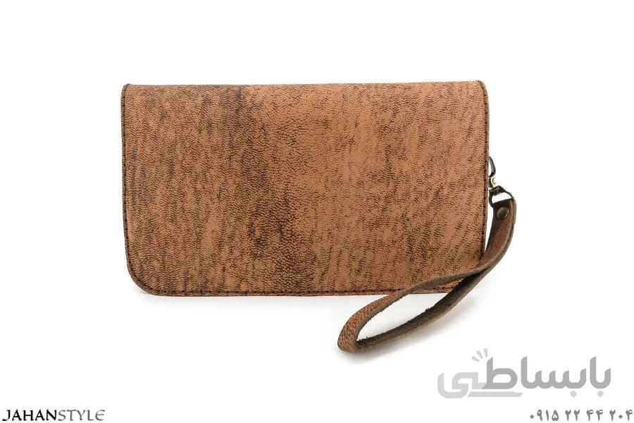 کیف مدارک چرم طبیعی قهوه‌ای بزی کیفیت بالا