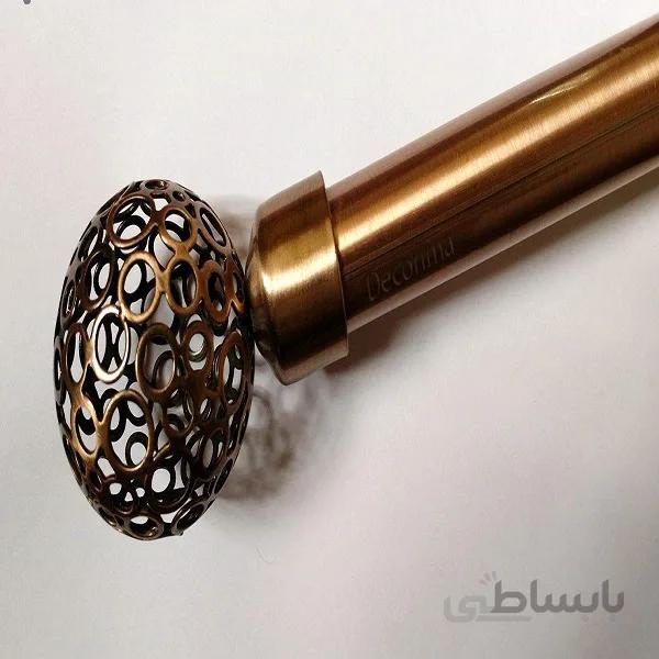 چوب پرده مدل قپه گرد طول 300 سانتیمتر سقفی برنز