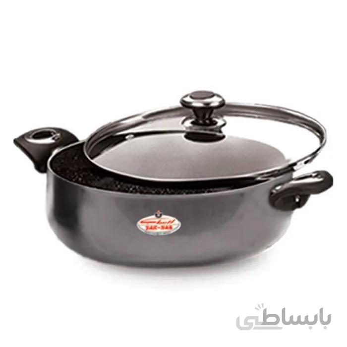 قابلمه کوتاه سایز 24 گرانیتا نوک مدادی با درب شیشه ای زرساب کد GT-424KG-B